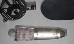 Behringer B-1 studio mic with shock mount and pop guard.  Comes with Hard case. 
 
great christmas present for anyone recording in home, or likes the live feel in concert.
 
See internet for details
 
Mic cable and stand available for $25.00 extra ask for
