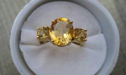 Stunning Citrine woman's ring in gold plated sterling silver band absolutely gorgeous design, Not costume jewellery.