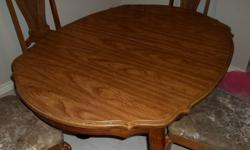 I have for sale a table and 6 chairs.  Not in the greatest shape, but still life left in them.  Table is 42" wide and 48" long, 60" with the leaf.  Table is not made of real wood so can't be sanded and restored.  Some marks on the table, and some water