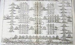 TALL SHIP INVASION CHART OFF THE COAST OF ENGLAND. IT'S IN GERMAN AND WAS TRANSLATED FOR ME. THE COMMANDERS NAMES IN OLD SCRIPT AT BOTTOM WITH SHIP NUMBER OR LETTER BESIDE NAMES CORRESPOND WITH CHART SHIP POSITION HE COMMANDED. THIS IS ON ROUGH FIBER