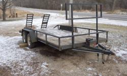 I have for sale a tandem axel deck trailer. With a 2 5/16 tounge and 2x3500lbs axels
14 foot long bed
It is 78 inches wide
It has 12" side rail
Strong long ladting "C" channel frame which also makes for low maintence.
As of this past summer:
(it has only