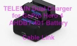 TELESIN Dual Charger for GoPro Hero 4 AHDBT-401 Battery Charging
-Brand: TELESIN
-Dual slot design, you can charge 2 batteries at the same time
-Smart LED indicator shows the charging status
-Automatic constant current control, prevents battery from