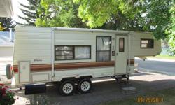 This unit is a 24.5ft with queen bed, sofa bed, and dinette, sleeps 6.  Has 4 burner stove/oven, new Dometic fridge/freezer(2011), water heater, furnace, full bath with shower, and plenty of storage. New awning, good 15" tires and spare, tows easy with