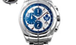 Toronto Maple LeafsÂ® Stainless Steel Chronograph Watch
The Toronto Maple LeafsÂ® Chronograph Watch
Limited-edition stainless steel chronograph watch salutes the Toronto Maple LeafsÂ®. With adjustable c-clasp, team colours, logo and gift box.
Watch face