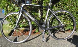 Full Carbon Frame (56 cm). Full Shimano Ultegra drivetrain. 10spd. Bontrager Race Lite wheels. Well maintained. Excellent condition. Excellent deal for a gorgeous carbon road bike.