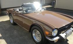 Make
Triumph
Model
TR6
Year
1975
Colour
Brown
Trans
Manual
1975 TR 6 in great shape and ready for the summer. Front seat re-done, rear shock conversion, new starter and alternator and recent oil change and filter. Comes with factory hardtop and car ver.