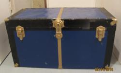 SIZE: 36" LONG 18" WIDE 19" TALL
Excellent condition travel or storage trunk, lovely blue colour with all original hardware. Makes a great coffee table, curio storage or travel trunk. Asking $75.00 obo.