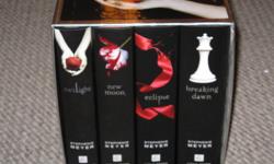 Hi. I am offering my VERY GENTLY used Twilight saga box set of novels. These are a great read and an excellent alternative to buying new. I have had these books for a while, and they are in EXCELLENT condition.
 
Set includes 4 novels, 4 collectible