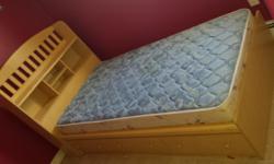 Twin bed drawers under bed and books case for head board. No mattress
