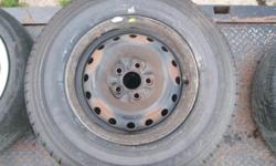 two 205 75 14 all season tires mounted on 14" steel rims from a
plymouth voyager (dodge caravan) mini van. tires are different makes
but the same size, excellent condition with more then 80% tread
remaining. $70 (905) 512 0805