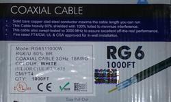This TygerWire RG6511000W 1000-Ft RG6/U Coaxial Cable is professional-quality cable with 18 gauge copper covered steel center conductor. Cable also swept-tested to 3000MHz(3GHz) to assure excellent off-the-reel performance. This cable heavily 60% shielded