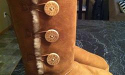 I have a brand new pair of real UGGs that I bought but bought a size too small. They're a size 7, if you're a size 8 they'd be perfect for you as they do stretch out about a full size. Theyre the classic UGG color chestnut and have the three buttons going