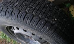 4 Uniroyal Tiger Paw Winter tires on rims P195/75R14-used one short winter then crashed car. Came off a 1993 Toyota Camry.