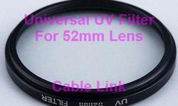 Universal UV Filter for 52mm DSLR/SLR/DC/DV Camera Lens
-52mm Haze UV Filter Lens
-Protects lens from dust, moisture, scratches, and breakage
With the influence from UV light. the outdoor photos look hazy.
-The UV filters are suitable for both black and