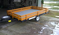 6X9 Utlity Trailer
Solid Steel Frame
2000lb Axle
New 12 inch tires, plus spare
Flat bed design will easily carry 2 ATV's or Garden tractors
Lots of Hooks for tying down cargo
Built in Jack for Tongue
New lights and wires
 
Very Clean Stored indoors
 
Will