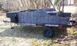 I have for sale a Utility trailer with tongue jack and tool box.  Sides and tail gate can be easily removed.  Able to fit one 4 wheeler .  Lights where replaced recently.
Tool box on tongue is included one inside is not.  There are no safety changes.