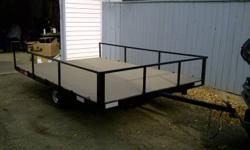 I have a great little trailer for sale, it is 77 inches wide by 114 inches long, newer tires, new rims, new bearings, brand new deck and railings!
Sits very low to the ground, great for a golf cart or a single atv or skidoo. All lights work and is ready