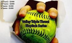 Valley Triple Threat Slopitch Series
Is a slopitch tournament series consisting of three events:
COED EVENTS:
May Madness
[The CLASSIC]
The Prior SHOWDOWN
MENS EVENTS:
Stealing HOME
Heavy Metal
Bases Loaded
Each team will receive points based on their