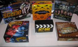 Movie Scene It 2nd Edition, Vampire Hunter, Thinkblot, Act One, CSI, Family Feud
Asking $10 for each game.