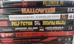 Selling the following DVD movies:
**SOLD** Halloween II / III (Pack)
**SOLD** Halloween
Dances with Wolves - 20th Anniversary
Pulp Fiction
Universal Soldier - Special Edition
XXX
Child's Play
Resident Evil / Resident Evil Apocalypse - Ressurected Edition