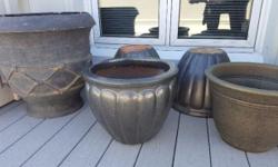 Once cleaned and polished these planters will look great on your patio or balcony.
** Largest One is $40 firm (Originally Paid $119 + Tax)
** 3 Mid-Sized Ceramic Ones are $20 each firm (Originally Paid $59 + Tax)
** The Smallest Plastic One is $15.
******