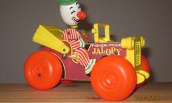 Vintage Fisher Price Jalopy Car Pull Toy - Made in the U.S.A, 1960's, still lots of enjoyment left in this classic toy, in very good condition.