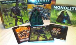 I am selling a huge necron army which includes:
1 x nightbringer
1 x monolith
1 x necron lord
1 x tomb sypder diorama
32 x necron warriors
8 x Scarab swarms
6 x destroyers
3 x wraiths
Over 20 x landscape pieces
1 x necron codec
1 x warhammer annual 03