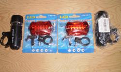 New Waterproof Bike Bicycle Lights 5 LEDs Front + Rear Torch headlight Accessory Set. $6 for one set or both for $11.