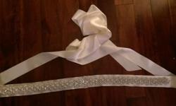 Long ivory wedding belt