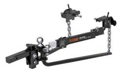 CURT MV Round Bar Weight Distribution Hitch Kit #17062
Levels tow vehicle and trailer by distributing a portion of the tongue weight
Includes a sway control kit #17200 to help reduce trailer sway
Equipped with round, forged steel spring bars for reliable