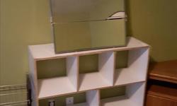 Nice looking white shelving....great for a rec room