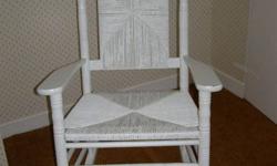 white wood and woven rocker