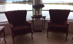 Elegant burgundy velvet chairs. Need recovering.