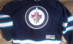 Brand New Winnipeg Jets Reebok Jersey, tags are still on it.
It is a size Large but I am 6'2" and weigh 210lbs and it fits me well. I won this and am not a Jets fan. I can deliver to Regina