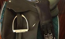 17.5" Wintec Dressage 500.
Adjustable Suede like knee rolls
Comes with irons, 32" neoprene dressage girth , saddle pad and medium, medium narrow and medium wide gullet replacements.
Excellent condition