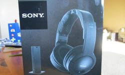 Sony wireless stereo headphone system, charging stand, used only once.