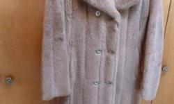 Faux Fur Coat - Beige, Size 8, As new