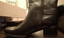 Brand New / Never Worn
Perfect Condition
Still in box
Black Leather
Full inside zipper
Low stacked heel
Size 6.5
Great if you have more muscular calves or if you want to wear jeans inside your boots