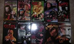Asking $1 each for VHS and $2 each for the dvds unless other wise noted.
Picture 1 - VHS
Unforgiven 98
Over The Edge 98
Fully Loaded 98
Judgment Day 98
Capital Carnage 98
Rock Bottom 98
Royal Rumble 99
St. Valentine's Day Massacre 99
Backlash 99