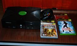console, 1 controller,
- Jade Empire
- Mechassault 2
- Ghost Recon 2
- Dance, Dance Revolution Ultra Mix 4 (includes mat and box, all parts)
obo