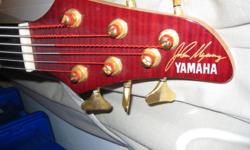Yamaha 6 string John Myung signature model.  red with gold hardware. active 9volt pick ups.  comes with warwick soft case and strap..  amazing sound.. having baby need the room.. please check out my other add too...