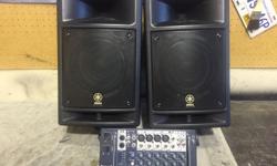 Nice Lillie PA system great sound complete with all cables and mixer board
Also have speaker stands 100.00 extra