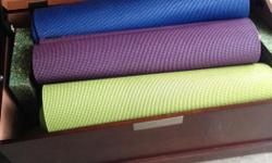 Halfmoon yoga mats, in great shape, barely used. 10 in total - blue, green and purple colours. Also available are yoga blocks and straps.