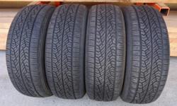 Set of 4 All-Season Tires in Nice Condition with Good Tread
Yokohama Avid S33 225/65/R16 100S M+S Rated
Taken off a Dodge Caravan, they still have Lots of Tread
Retail Price at Kal Tire is $249 per tire plus eco fee plus taxes
or Canadian Tire has