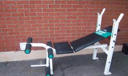 York weight bench with leg extensions for sale. Good condition. Only $75. We are located in Orleans. See our list of other items for sale. First come, first served.