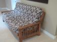 Beautiful Fabric Futon with wood frame - excellent condition