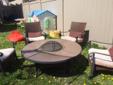 Granite Fire pit with 4 chairs and cushions