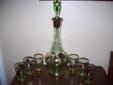 Green Glass Liquour Decanter 6 Glasses